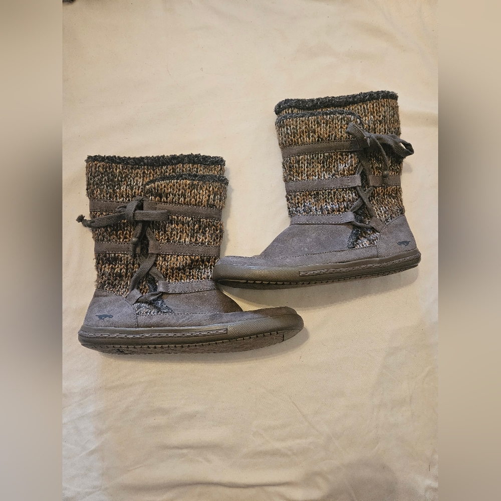 Rocket Dog Knit Women's Boots - Gray and Brown Size 7.5